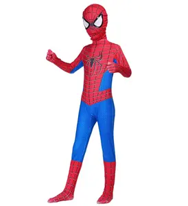 Boy Bodysuit Superhero Spiderman Costumes For Halloween Cosplay Carnival Zentai Jumpsuit For Age 3-10