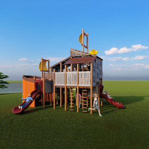 Boke Brown Plastic Houten & Metalen Kinderklimrek Klimframe Schommel Speeltoestel voor Leeftijden 3-15 Buitengebruik Schoolgebruik - Product Image 4