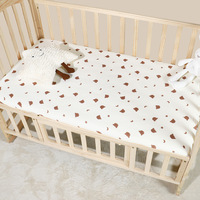 Draps-housses en coton biologique pour berceau, traitement anti-eau pré-soudé, sans rétrécissement, ultra doux, respirants, linge de lit pour bébé, motif Ours Lune Étoile