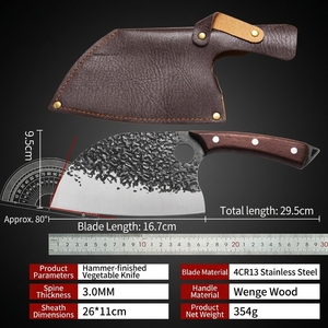 Ensemble de 6 couteaux de cuisine serbes forgés à la main, en acier à haute teneur en carbone, avec manche intégral, pour boucher, désosser et découper la viande (BBQ) - Product Image 3