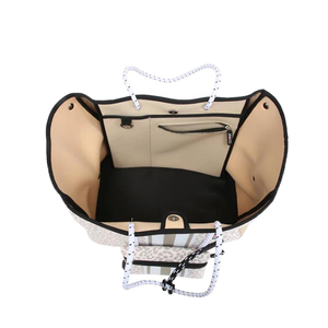 Sac de plage fourre-tout d'été rayé en néoprène personnalisé à la mode élégant Extra-large personnalisé léopard 3mm noir, gris 50 pièces VASTOP - Product Image 5