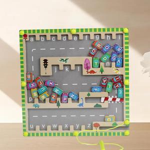 Jeu d'activités d'apprentissage des lettres ABC sur planche en bois Montessori, lot de jeux, labyrinthe de couleurs et de nombres - Product Image 2