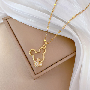 Collana Trendy con Ciondolo <span class=keywords><strong>Topolino</strong></span> Dorato, Gioielli alla Moda per Bambini e Donne, Catena in Acciaio Inossidabile, Collane Raffinate - Product Image 4
