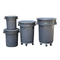 Vente en gros de poubelles d'hôtel de grande capacité 120L 168L, poubelle ovale en plastique commerciale sur roulettes, poubelle écologique