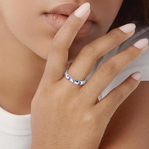 Anello a Farfalla T0765 in Argento Sterling 925 con Incastonatura Pavé di Ametista, Gioiello Regalo per Donne - Product Image 3