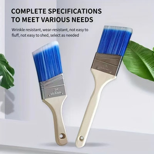 Pinceau professionnel pour peinture à la serpillière, 2 pouces, angulaire, bleu et blanc dégradé, filaments effilés, manche en bois extra long de 28,8 cm - Product Image 2