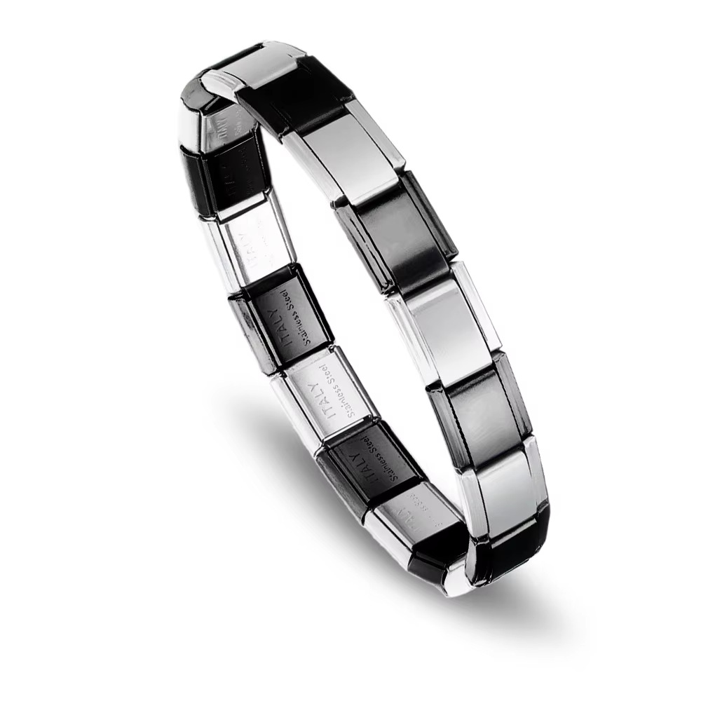Bracelet de montre noir et argent BD-13