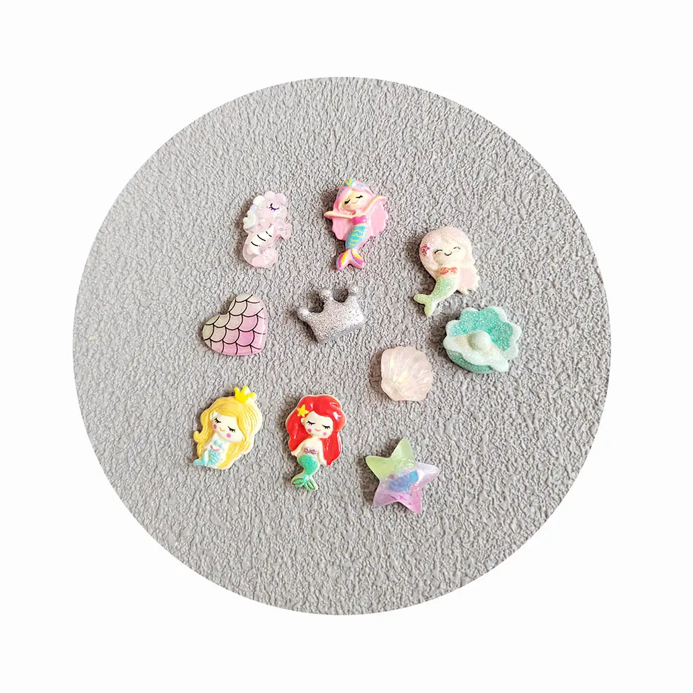 Cute Mini Sea Shell Princess Flatback Cabochon 3D Resin Ornaments DIY Crafts Supplies Phone Shell Art