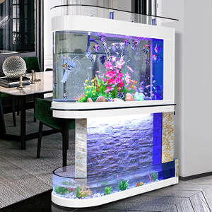 <span class=keywords><strong>Aquarium</strong></span> en verre HD en forme de <span class=keywords><strong>U</strong></span> avec base en cascade et système de filtration - Réservoir d'affichage aquatique multi-scènes pour la maison/le bureau/le commerce - Product Image 3