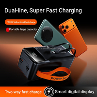 Power Bank 50000mAh Terlaris, Fast Charger dengan Kabel Built-in, Output 22.5W, Senter LED Portabel