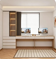 Bureau en bois massif moderne avec étagère de rangement - Meuble sur pied de marque Yuanmengju pour fenêtre baie, ordinateur, chambre et salon