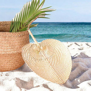 Ventilador artesanal en forma de melocotón tejido de bambú ecológico hecho a mano para refrigeración de verano, ventilador doméstico tradicional DIY - Product Image 3