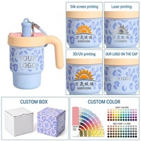 Gobelet isotherme portable élégant en acier inoxydable 316 de 20 oz avec logo personnalisé, motif léopard mignon, couvercle à paille et poignée pour l'extérieur