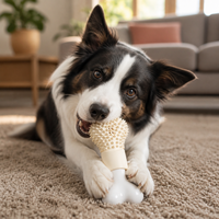 Jouet à mâcher pour chien en caoutchouc PA+ durable, moderne, en forme d'os, pour le nettoyage dentaire, interactif, disponible en 2 couleurs