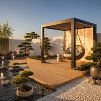 Pergola Bioclimatique en Aluminium au Design Moderne, à Lames Orientables, pour Jardin Extérieur, en PVC, Revêtement Poudré, Écologique, Résistante au Vent, Livraison Gratuite