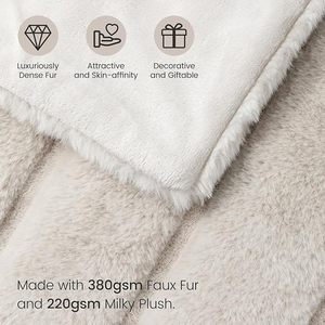 Manta de piel sintética de invierno gruesa de felpa suave y acogedora para sofá, sofá, dormitorio, sala de estar, técnica de punto <span class=keywords><strong>Beige</strong></span> de 50-60 pulgadas - Product Image 5