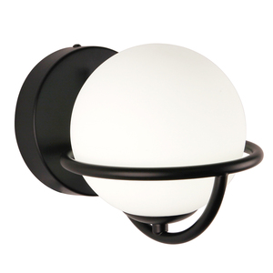 Lámpara de pared colgante esférica de metal en blanco y negro para mesita de noche - Product Image 1