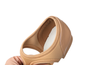 Chaussures de danse jazz pliables en cuir souple à talon bas, en cuir, EVA et tissu de coton, pour professeurs, avec ceinture – Vente en gros
