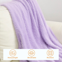 Plaid en fausse fourrure épais pour l'hiver, taille King, 100% polyester, couleur unie