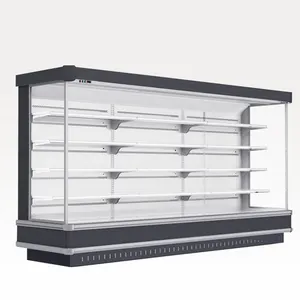 スライダードア付きエアカーテン冷蔵庫スーパーマーケットマルチデッキディスプレイ冷凍庫