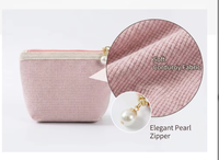 Pochette à maquillage en jute avec fermeture éclair, sac cosmétique portable, organisateur de voyage multifonctionnel