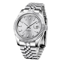 Quantité minimale de commande bas tout en acier inoxydable hommes montre automatique japon mouvement calendrier affichage luxe mécanique montre pour hommes