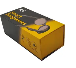 豪华定制纸板眼镜盒折叠盒，带黑色聚氯乙烯插件
