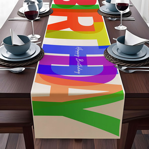 <span class=keywords><strong>Chemin</strong></span> de <span class=keywords><strong>Table</strong></span> de <span class=keywords><strong>joyeux</strong></span> <span class=keywords><strong>anniversaire</strong></span> en polyester coloré pour décor de salle à manger de cuisine à usage domestique intérieur et extérieur pour Noël - Product Image 5