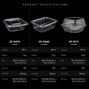 Conteneur à clapet transparent en PET jetable de 500 ml, sans BPA, de qualité alimentaire, pour boulangerie, desserts, pain, vente en gros, OEM personnalisé - Product Image 5