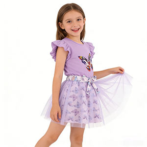 Conjunto de Ropa de Verano para Niñas Pequeñas, 2 Piezas, con Blusa de Manga con Volantes y Cinturón, Falda Tutú, Vestido de Fiesta para Niñas - Product Image 3