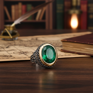 Emerald Gemstone Authentic <b>Men</b> <b>Ring</b> Wholesale Handmade 925 Sterling <b>Silver</b> Jewelry <b>Men's</b> <b>Silver</b> <b>Rings</b> - Product Image 3