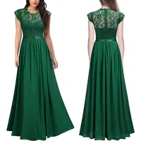 Women's Formal Floral Lace Chiffon Evening Party Maxi Dress