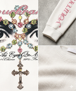 T-shirt imprimé personnalisé en tissu gaufré pour homme, streetwear, impression DTG, tee-shirt graphique à manches longues, lavage vintage, avec logo personnalisé - Product Image 2