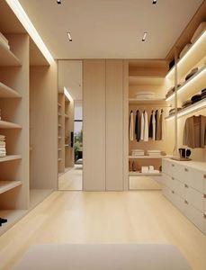 Armoire Walk-In de style minimaliste moderne, couleur bois, espace de rangement multiple, dressing professionnel - Product Image 6