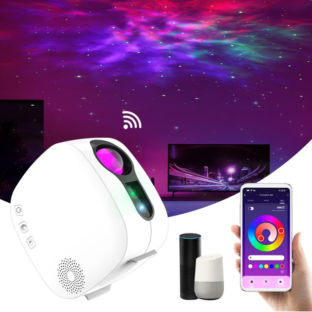 WiFi Tuya Smart Star Projector Galaxy Laser Starry Sky Projector Waving Night Light Colorful APP Wireless Control Alexa Google