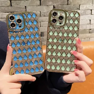 水滴6D电镀豪华手机外壳适用于iPhone 11，钻石闪亮可爱适用于iPhone 13 13专业最大外壳电镀