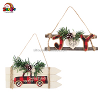Paire de rennes de Noël faits à la main de style campagnard Zaves avec des panneaux à carreaux rouges et blancs 15x5x3cm pour la décoration de la maison pendant les fêtes
