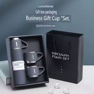 Ensemble cadeau de tasse thermique à double paroi de 500 ml, thé, gobelet en acier inoxydable 304, bouteille d'eau, thermos portable avec 2 tasses supplémentaires - Product Image 3