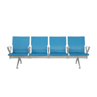 Chaise d'attente en métal moderne et durable pour 4 personnes, siège en PU, usage extérieur, hôpital, aéroport, gare, restaurant, salon, usage public