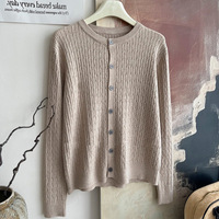 Cárdigan de Punto Suave y Elástico con Hilo de Núcleo para Mujer, Novedad Otoño-Invierno 2026, Prenda Exterior Casual Versátil 100% Acrílico