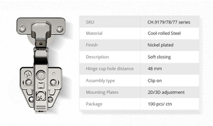 Bản lề tủ bếp âm tủ giảm chấn thủy lực một chiều Topcent Furniture <span class=keywords><strong>Hardware</strong></span> Accessories 35mm - Product Image 6