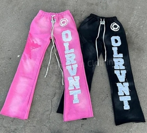 <span class=keywords><strong>Pantaloni</strong></span> da <span class=keywords><strong>uomo</strong></span> personalizzati a vita media in cotone lavato con acido <span class=keywords><strong>pantaloni</strong></span> della tuta a svasato con decorazione a toppa sbiadita da sole <span class=keywords><strong>pantaloni</strong></span> Casual in difficoltà - Product Image 5