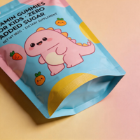Sachet Doypack en plastique imprimé sur mesure, refermable avec fermeture éclair en aluminium, pour aliments lyophilisés pour animaux de compagnie, bonbons et aliments pour bébés