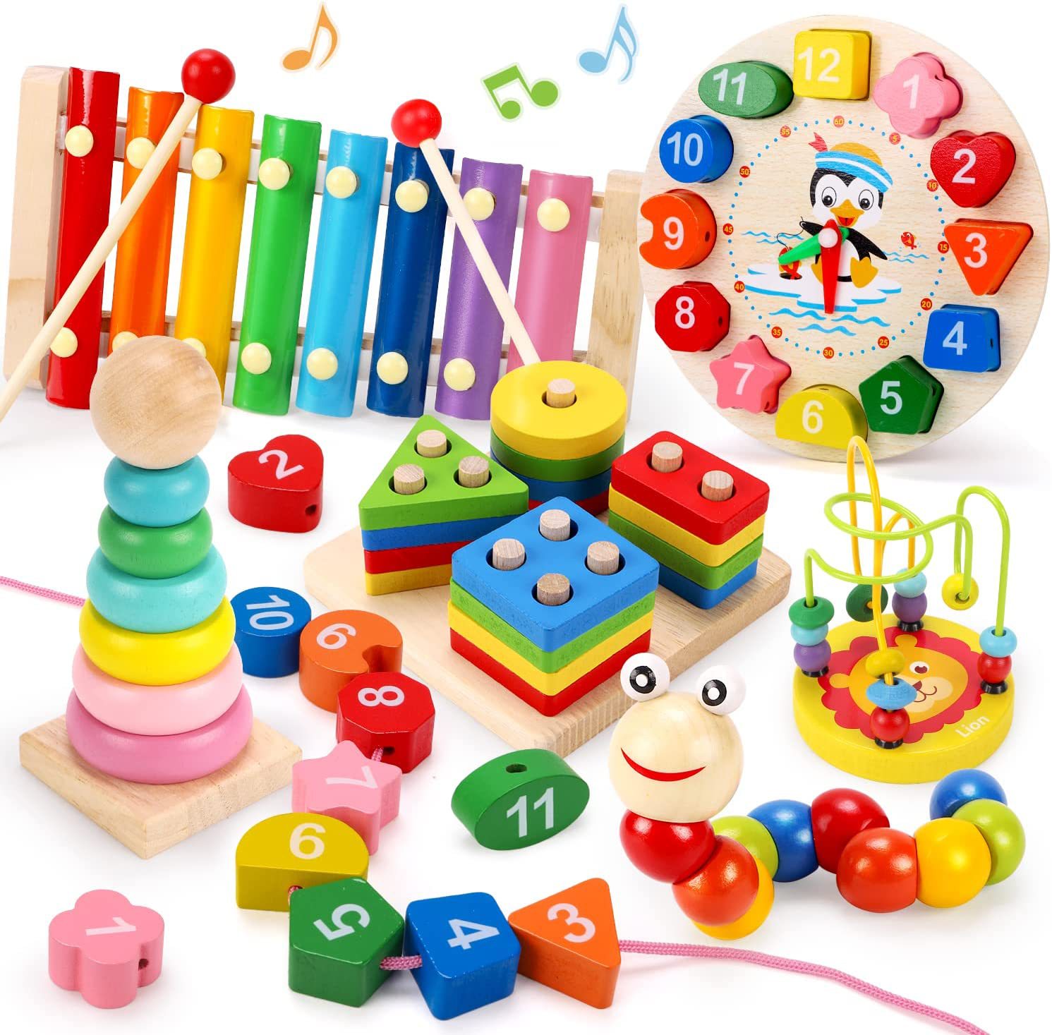 Juego De Mesa De Madera 2 En 1 Para Niños De 3 A 6 Años – Incluye Carrera De Caracoles Y Juego De Combinación De Bloques, Ideal Para Familia Y Viajes