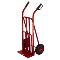 Carretilla de mano con doble plataforma y capacidad de carga de 600 lb, con tubo de marco de 32 x 1.2 mm y ruedas neumáticas, recubierta con pintura en polvo