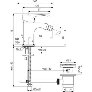 Mezclador de bidé de una sola palanca ALPHA Chrome Herramienta de torneado de alta calidad - Product Image 3