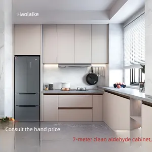 Automatic Modern Designs Granite Countertop HDF Solid Wood Lacquer Modular Kitchen Cabinets