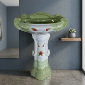 Modern Round Art Ceramic Pedestal Basin with Simple Floor Mounted Design Washbasins Sink Stand - Product Image 4