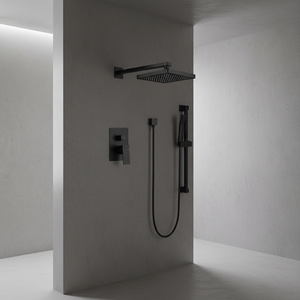Tidjune Extra-mince Tête De Douche De Pluie Robinet De Douche Ensemble Noir avec Non-<span class=keywords><strong>retour</strong></span> Clapets - Product Image 5