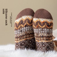 Chaussettes d'intérieur mi-mollet en laine de mouton épaisse, doublées Sherpa, antidérapantes, extra chaudes, anti-froid, pour l'hiver, vente en gros, personnalisables